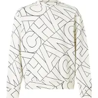 Armani Exchange A|X Armani Exchangetil mænd. XM002364AF24635F1173 Sweatshirt med diagonale bogstaver, hvid (L), Casual, Bomuld, Korte ærmer