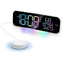 Mtp Products GS-G9 Dynamisk RGB LED digital vækkeur med stort display og vibrationspude - hvid