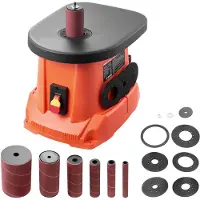 Vevor oscillerende spindelsliber, 2000 o/min. stationær spindelsliber med 6 hylstre (12,7-76,2 mm), 16 mm slaglængde og 397 x 295 mm støbejernsbord til møbelfinish, håndværksslibning, gør-det-selv træ