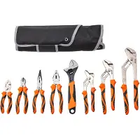 Vevor tangsæt, 8 dele, højkulstofstål, 30,5 cm/25,4 cm/20,3 cm notfugetang, 20,3 cm linjemandstang, 15,2 cm glidefugetang, 20,3 cm langnæbbetang, 15,2 cm sidebidetang, 25,4 cm skiftenøgle og værktøjst