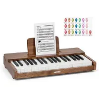 Vevor Børneklaverkeyboard, 37 tangenter træ digitalklaver til børn, mini musikpædagogisk instrumentlegetøj med realistisk lyd, dobbelt effekt, justerbar lydstyrke til småbørn, drenge-piger læring, val