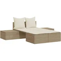 vidaXL solseng med hynder polyrattan beige