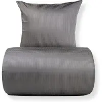 ByBorg Dobbelt sengetøj 240x220 cm - Egyptisk bomuld - Lysegrå jacquardvævede striber