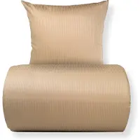 ByBorg Dobbelt sengetøj 200x220 cm - Egyptisk bomuld - Beige jacquardvævede striber