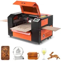 Vevor 60W CO2-lasergravør, 600 x 400 mm, CO2-lasergravør-skærer med 4-vejs luftassistance, graverings- og skæremaskine, kompatibel med LightBurn CorelDRAW RDWorks, til træ, akryl og glas