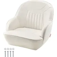 Vevor Bådsæde, Lav Ryglæn, Bådsæde Kaptajnsæde med Fortykket Svampehynde &amp; Vandtæt PVC-Læder, Ergonomisk Design, Velegnet til Fiskerbåde, Yachts, Skibe, Hvid