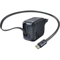 Baseus EnerCore CJ11 45W Wall Charger with USB-C Port and Retractable USB-C Cable - Black