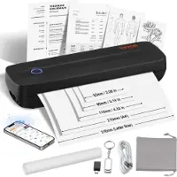 Vevor Bærbar Printer - 2600mAh Batteri, 203 DPI, Bluetooth Blækfri Mobil Printer til A4, A5 &amp; 8,5" x 11" Termisk Papir, Kompatibel med iOS, Android &amp; Laptop, Ideel til Rejser, Kontor &amp; Hje