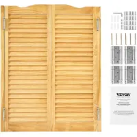 Vevor Svingdøre til café, buede indvendige salondøre 81,3 x 106,7 cm, dobbeltvirkende lavet af fyrretræ, med hængsler og beslag, nem at installere, til entré, køkken, bar, pub, indgang, træfarvet