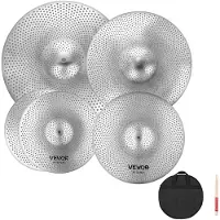 Vevor Lavvolumen Bækkenpakke 4 Stk. 350/400/455/505 mm (14/16/18/20 Tommer) Aluminum Bækkener til Tromme