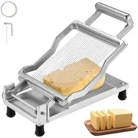Vevor osteskærer med tråd, 0,2" ultratynd ostesmørskæreblad, aftagelig osteskærertråd, kommerciel osteskærer i aluminiumslegering med knivtråd i 316 rustfrit stål, køkkenmadlavning