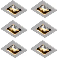 QAZQA Sæt med 6 moderne indbygningsspots aluminium drejelige og vipbare GU10 50mm - Qure