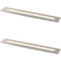 QAZQA Sæt med 2 moderne jordspots stål 50 cm inkl. LED IP65 - Eline