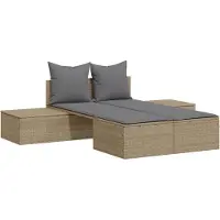 vidaXL solseng med hynder polyrattan beige