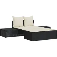 vidaXL dobbelt loungesofa med hynder polyrattan sort