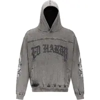 Ed Hardy Sweatshirt 'Eagle Drag Rose' grå / sort / black denim / hvid