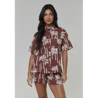 South Beach Bluse brun / hvid