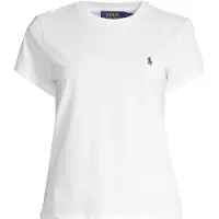 Ralph Lauren Polo Ralph Laurentil kvinder. 211B14605032 Hvid t-shirt med rund hals (M), Casual, Bomuld, Korte ærmer