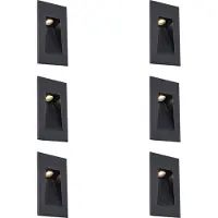 QAZQA Sæt med 6 moderne indbyggede væglamper sort 7 cm inkl. LED IP65 - Trem