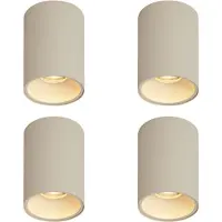 QAZQA Sæt med 4 moderne beige overflademonterede spots GU10 50mm rund - Deep