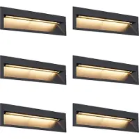 QAZQA Sæt med 6 moderne forsænkede væglamper sort 28 cm inkl. LED IP65 - Mert