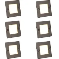 QAZQA Sæt med 6 moderne indbygningsspots stål inkl. LED - Square 7