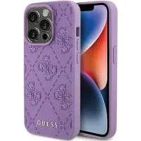 GUESS 4G-stemplet læderetui til iPhone 15 Pro - lilla