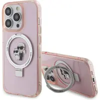Karl Lagerfeld iPhone 15 Pro Max Ring Stand MagSafe-etui med pink finish
