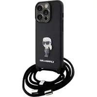 Karl Lagerfeld Etui til iPhone 15 Pro Max Crossbody Saffiano Sort
