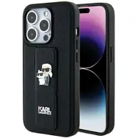 Karl Lagerfeld Gripstand Saffiano Karl&Choupette Pins-etui til iPhone 13 Pro / 13 - sort