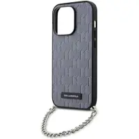 Karl Lagerfeld Saffiano Monogram Sølvfarvet iPhone 14 Pro-cover
