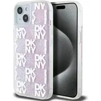 DKNY Liquid Glitter Multilogo etui til iPhone 15 / 14 / 13 - pink