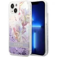GUESS GUHCP14MLFLSU iPhone 14 Plus 6,7" violet/lilla hardcase Flower Liquid Glitter