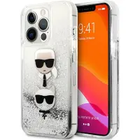 Karl Lagerfeld Liquid Glitter Sølv iPhone 13 Pro Etui