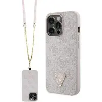 GUESS GUHCP13LP4TDSCPP etui til iPhone 13 Pro / 13 - pink Crossbody 4G Metal Logo