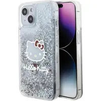 Hello Kitty Liquid Glitter Charms Kitty Head etui til iPhone 14 - sølv