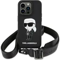 Karl Lagerfeld KLHCP15SSCBSKNK iPhone 15 6,1" hardcase sort/sort Crossbody Silikone Ikonik