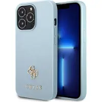 GUESS Saffiano 4G-etui med lille metallogo til iPhone 13 Pro Max - blå