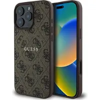 GUESS 4G Ring Classic Logo MagSafe-etui til iPhone 16 Pro – Brun