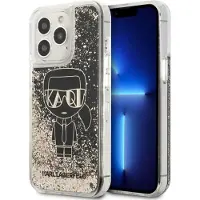 Karl Lagerfeld Gatsby-etui med flydende glitter til iPhone 13 Pro Max - Sort