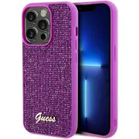GUESS Disco Metal Script-etui til iPhone 14 Pro - fuchsia