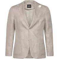 BOSS Slim fit blazer i hørblanding med mikromønster