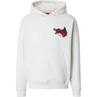 HUGO Sweatshirt 'Dagethood' ecru / rød / sort