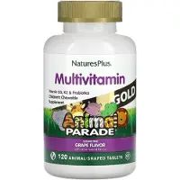 NaturesPlus , Animal Parade Guld, Børn Multivitamin Kædebar, Grape, 120 Dyrformede Tabletter