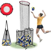 Vevor Volleyball Setter træningsudstyr, vinkel- og højdejusterbar volleyballtræner, bærbart træningsnet med vogn, hjul, bæretaske, indendørs udendørs målnet til servering af spikes