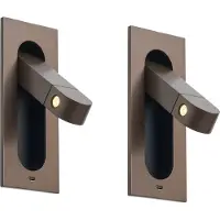 QAZQA Sæt med 2 moderne væglamper mørk bronze inkl. LED og USB-C-port - Hilton