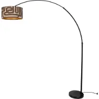 QAZQA Gulvlampe sort med brun og beige stribet skærm 50 cm - XXL