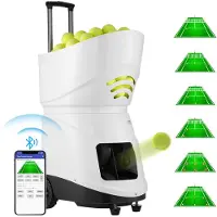 Vevor Tennisboldmaskine, Automatisk Bærbar Tennisboldkaster, Tennistræningsmaskine til 150 Bolde, Multifunktionsøvelser med 5 Motorer, 2+ Timers Spilletid, Genopladeligt Batteri, App-Fjernbetjening