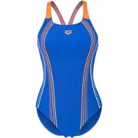 Arena Badedragt 'CLEAR LINES V BACK' azur / orange / hvid