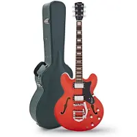 Hartwood Revival Vibrato Semi Acoustic Guitar & Hard Case Burnt Orange
